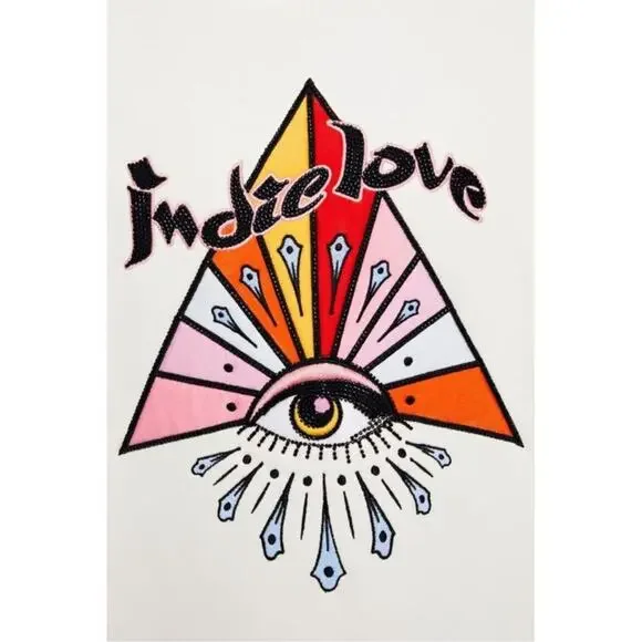 Sandro Womens Beaded Application Indie Love Hoodie Size EU 1 / US 2-4 in White - Picture 4 of 10